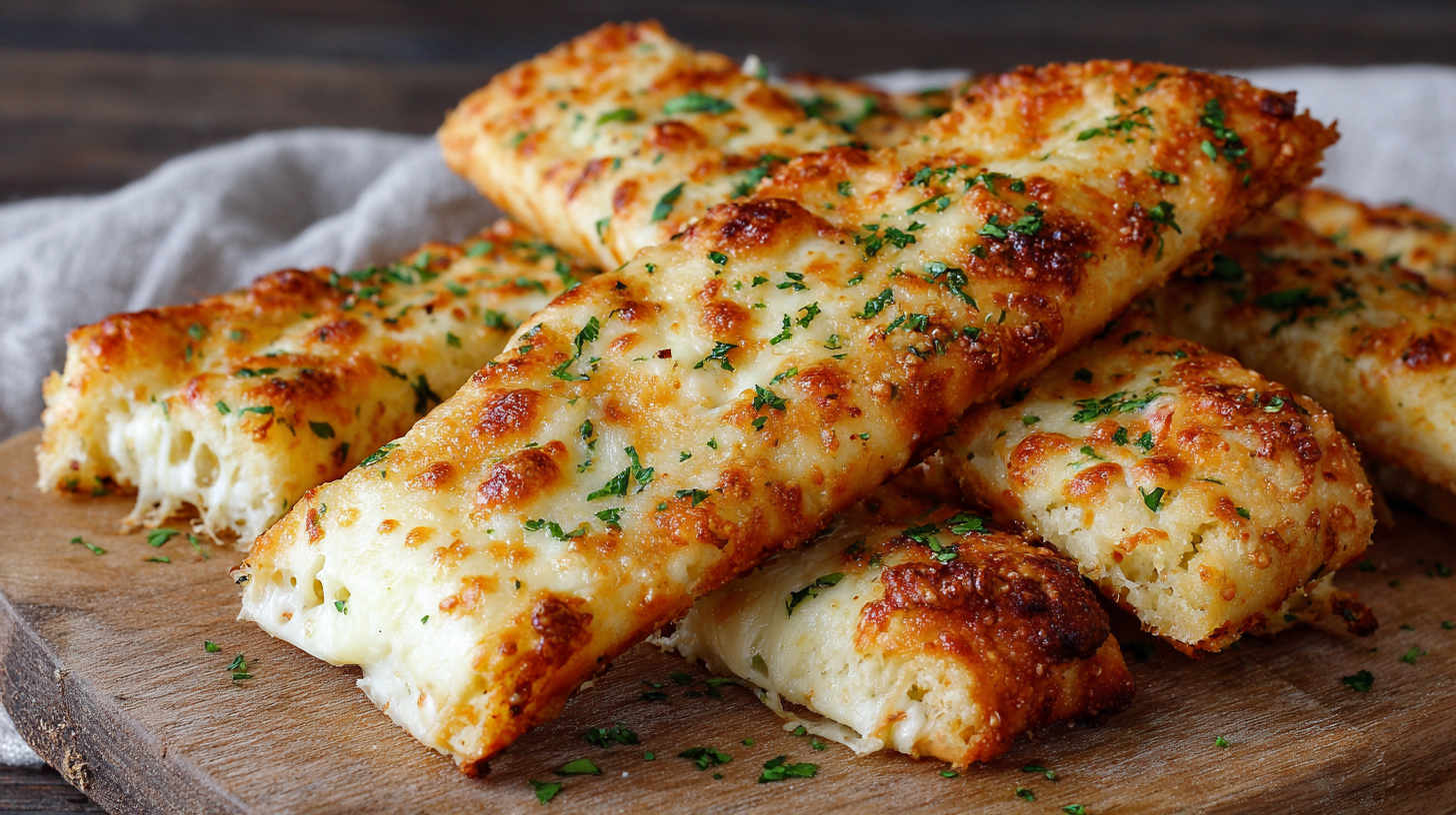 Easy Keto Cheesy Garlic Breadsticks (Just 4 Ingredients) hero shot
