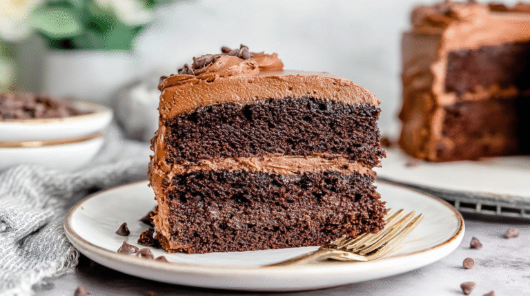 Hero shot of Keto Chocolate Cake with velvety frosting