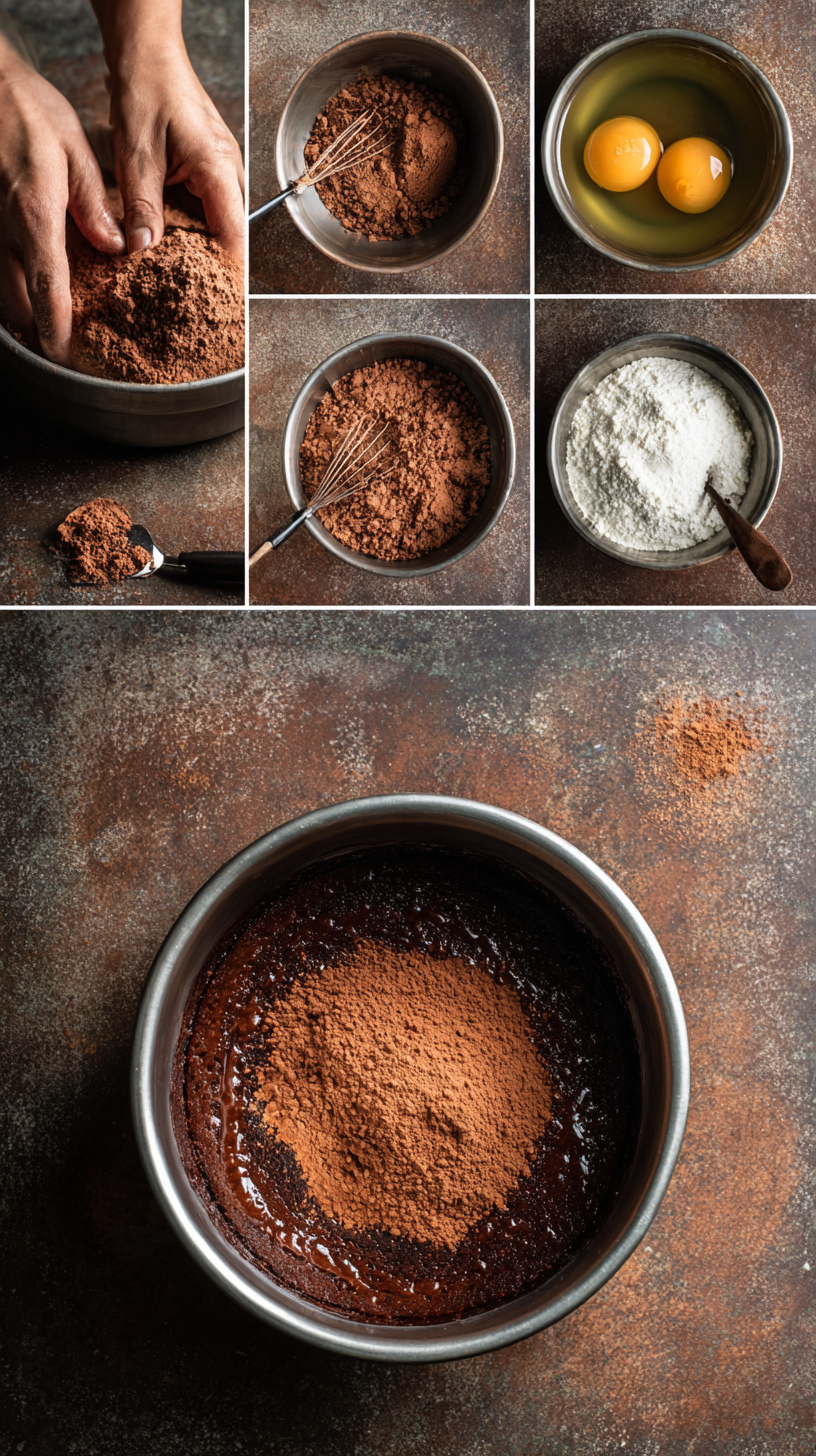 Preparing Keto Chocolate Cake step by step cooking process