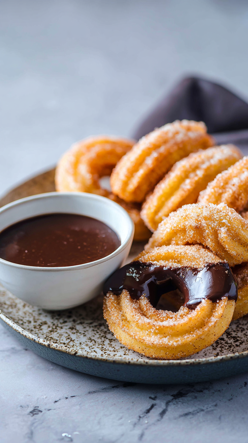 keto churro donut being served on beautiful dinnerware