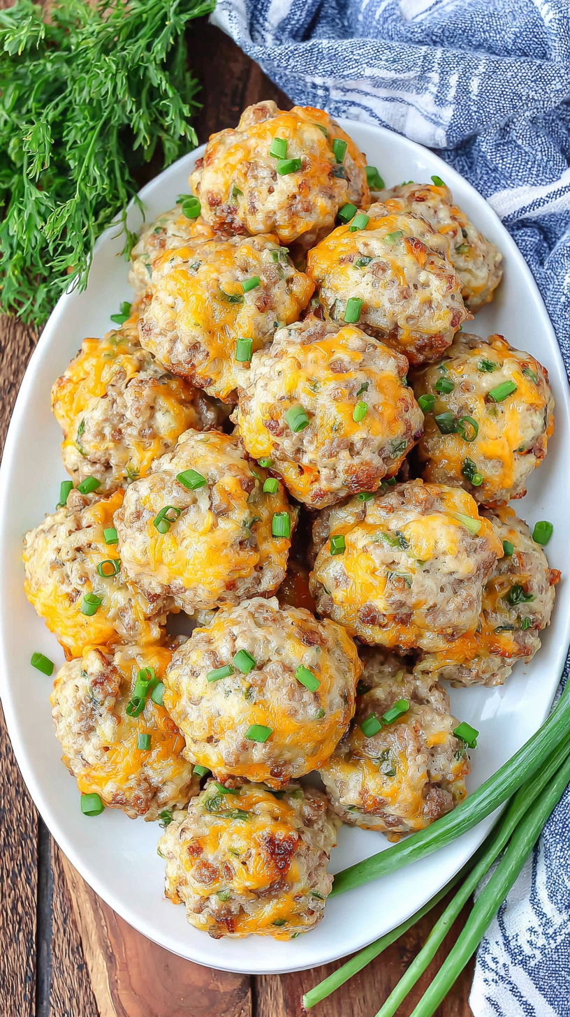 Keto Crack Sausage Balls being served on beautiful dinnerware