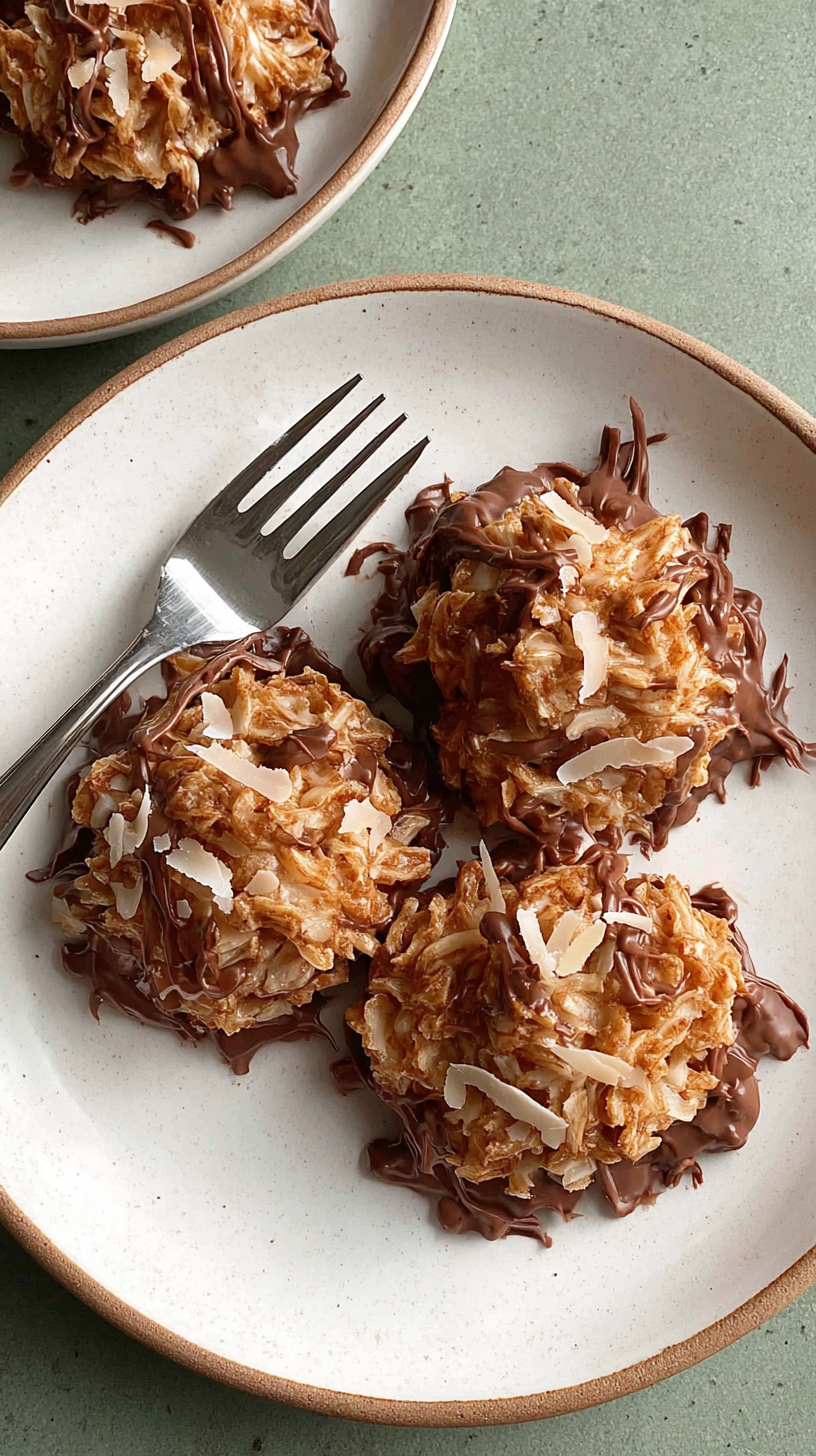 Keto No-Bake Cookies (Quick, Easy & Low Carb) being served on beautiful dinnerware