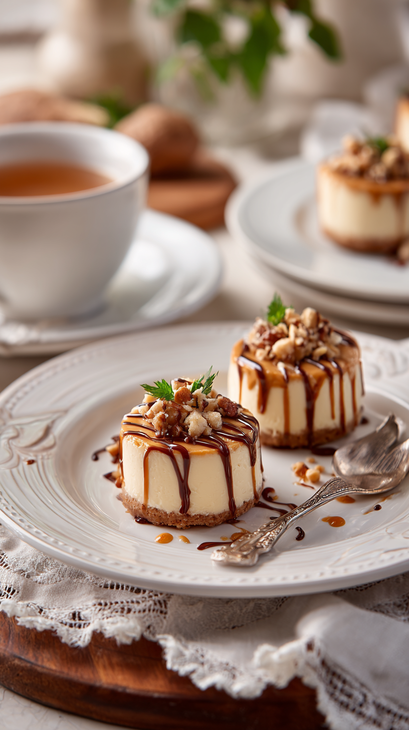 Keto Peanut Butter Cheesecake Bites being served on beautiful dinnerware
