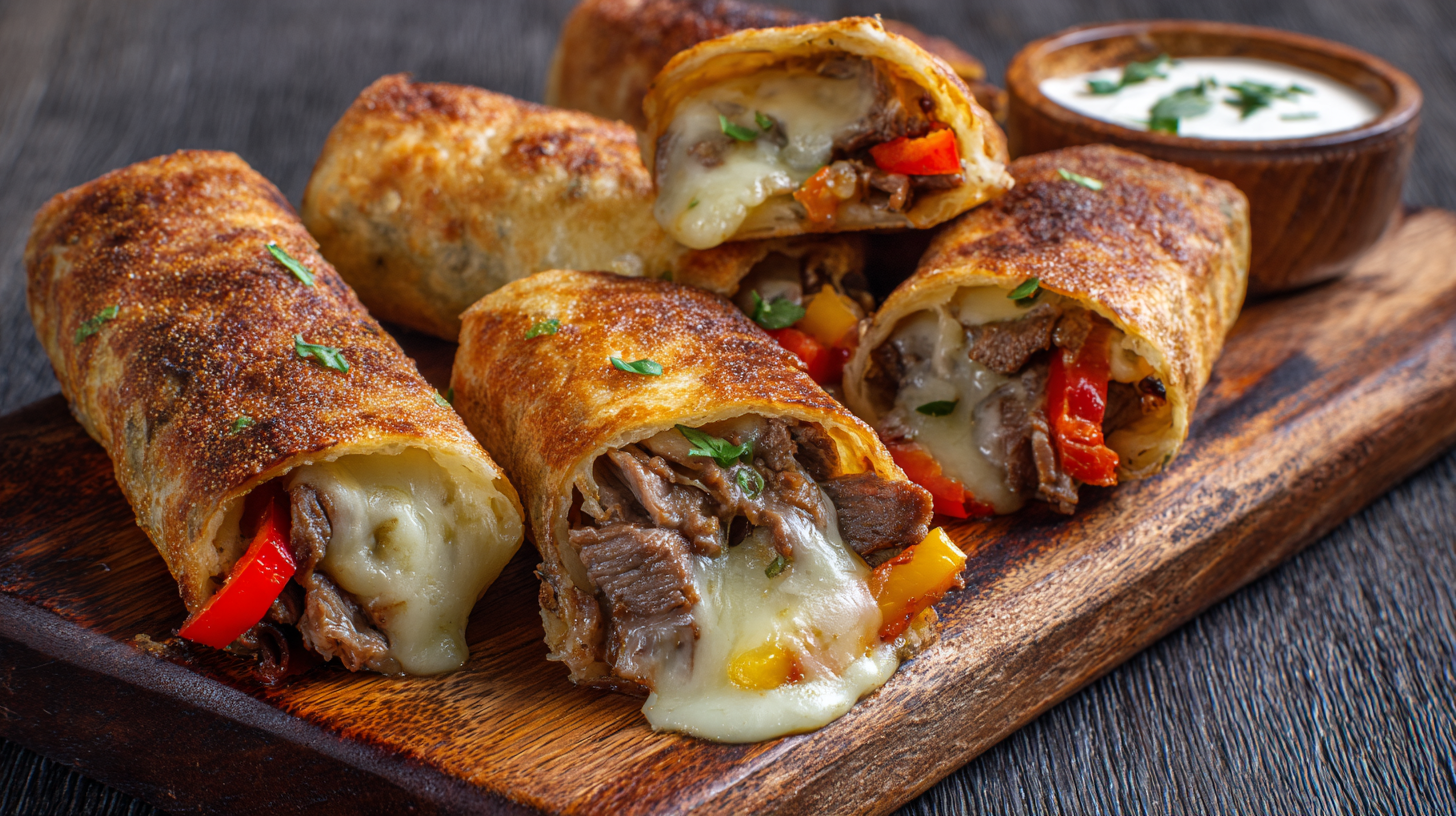 Keto Philly Cheesesteak Rolls hero shot