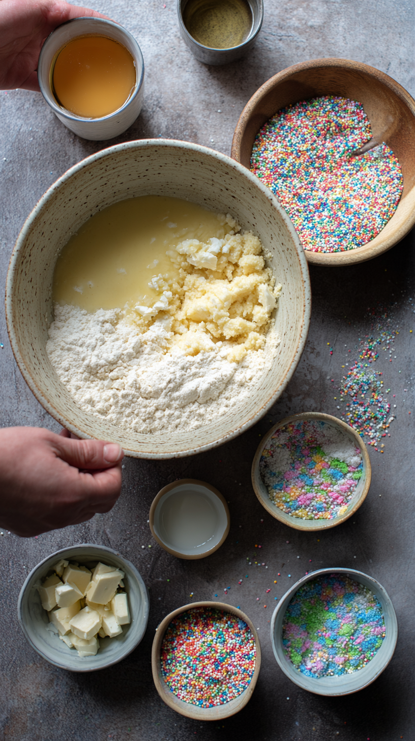 Preparing Keto Sugar Cookie Cheesecake Bars step by step cooking process