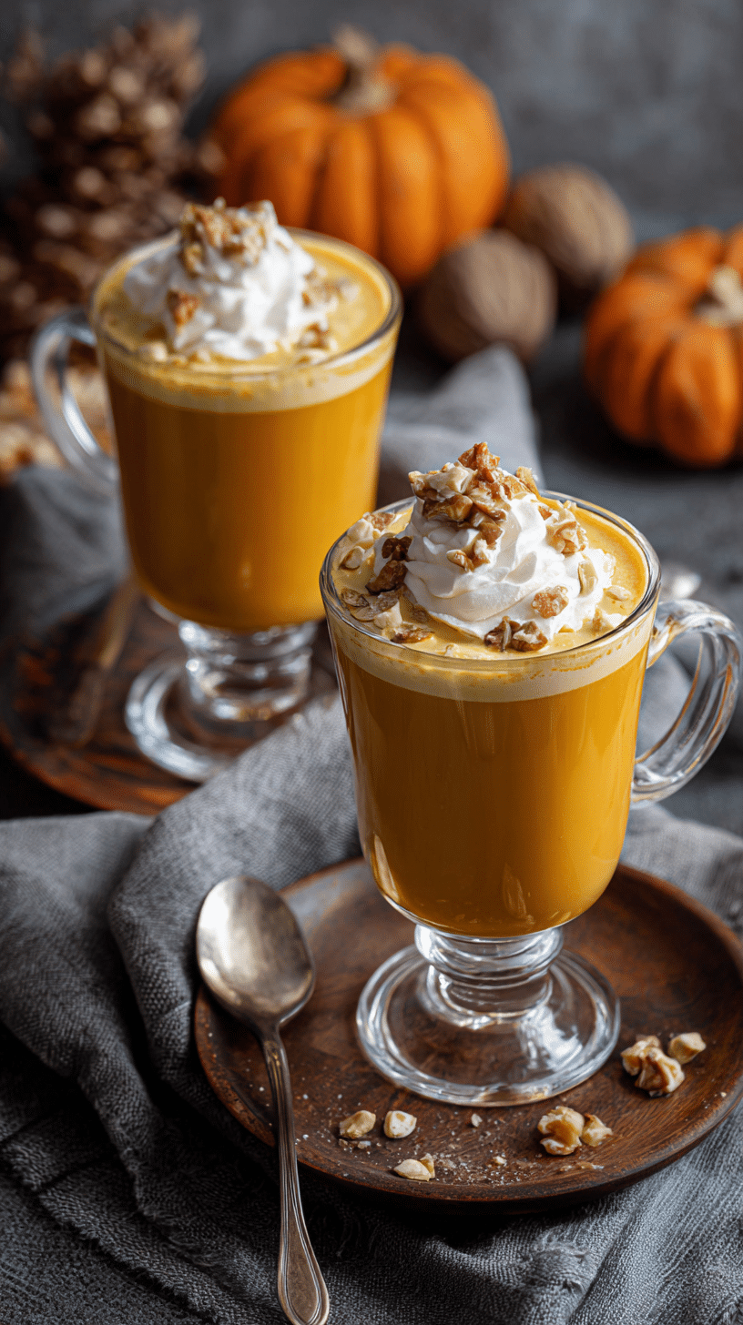 Pumpkin White Hot Chocolate being served on beautiful dinnerware
