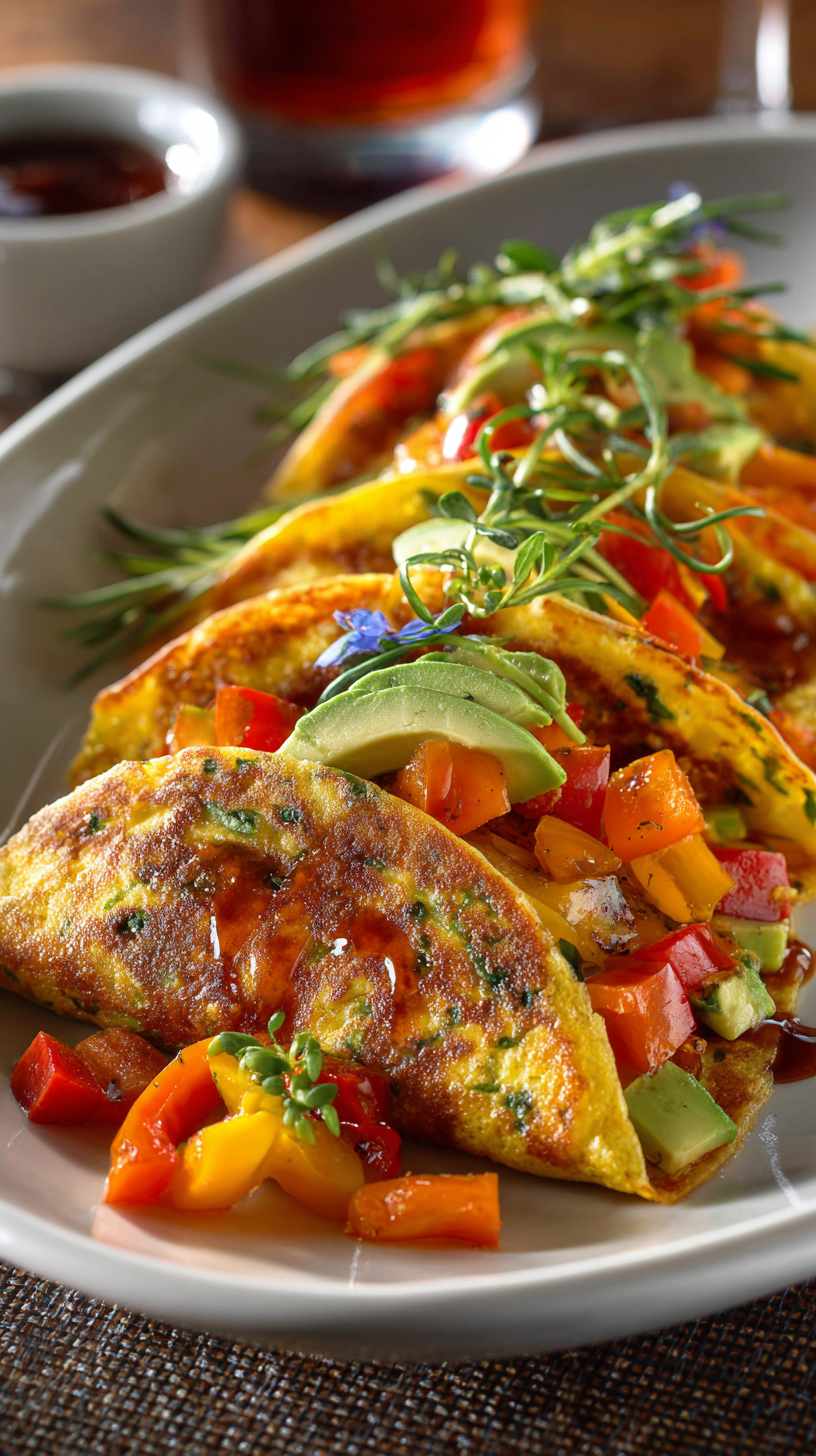 Savory Pancake Tacos Recipe being served on beautiful dinnerware