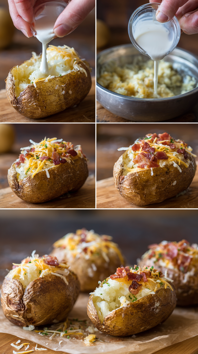 Preparing Twice Baked Loaded Breakfast Potatoes step by step cooking process
