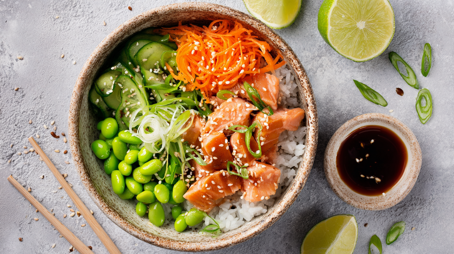 Asian Salmon Rice Bowls with perfectly baked salmon and colorful veggies
