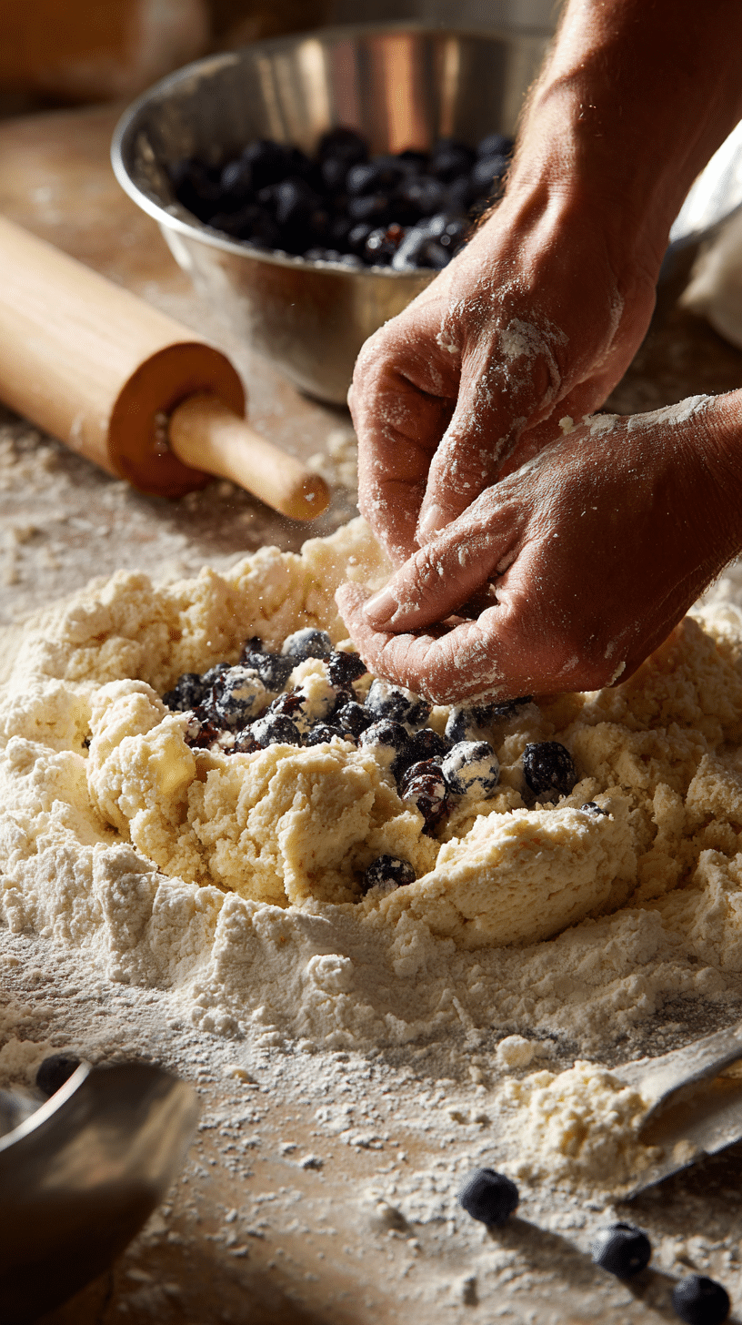Preparing Blueberry Biscuits step by step cooking process