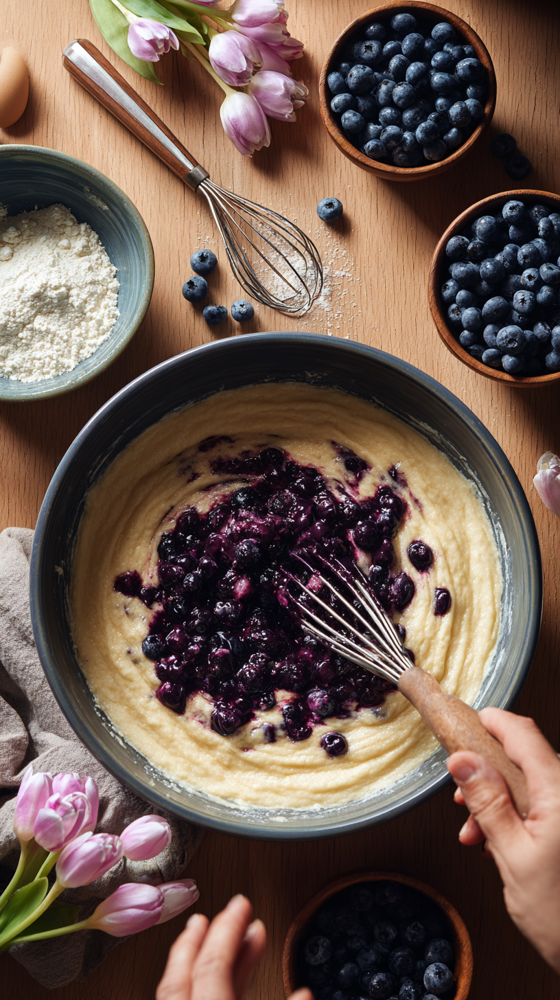 Preparing Blueberry Cottage Cheese Cake step by step cooking process