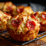 Carnivore Pizza Muffins hero shot with golden tops and crispy pepperoni
