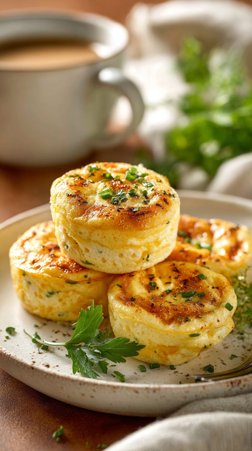 Cottage Cheese Egg Bites being served on beautiful dinnerware