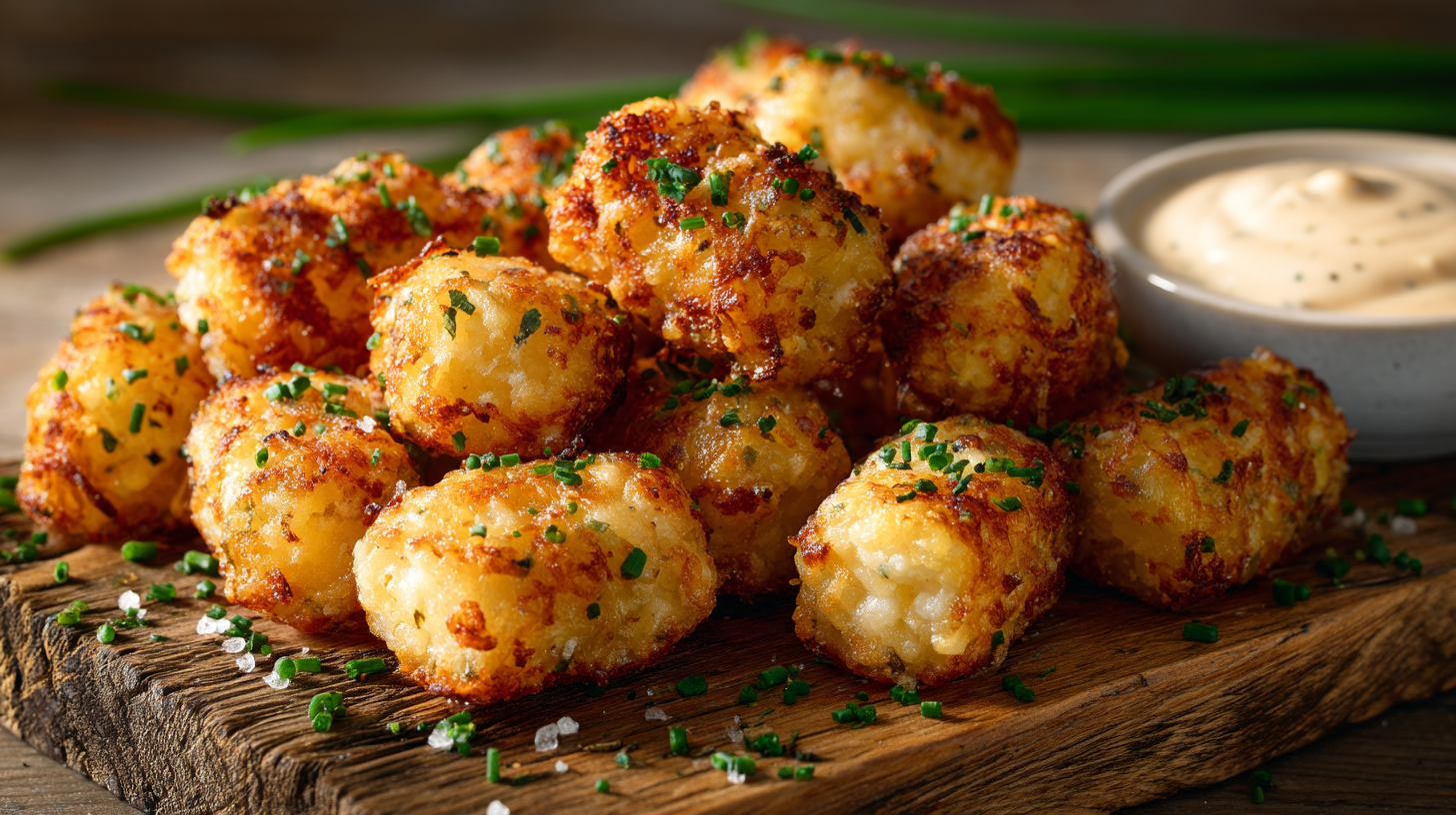 Golden, crispy Cottage Cheese Tots hero shot