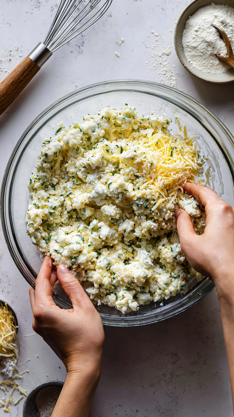 Preparing Cottage Cheese Tots step by step cooking process