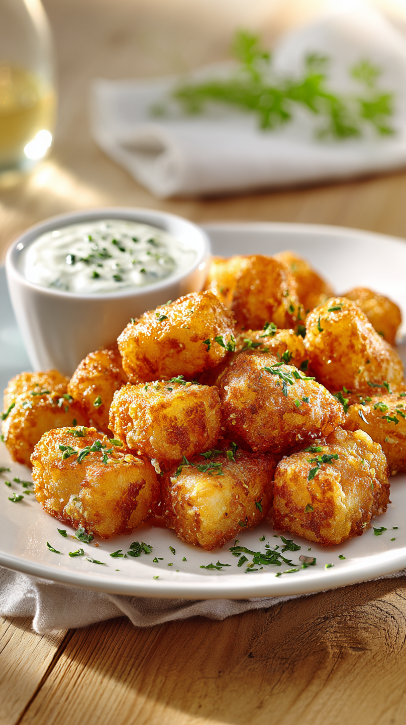 Cottage Cheese Tots being served on beautiful dinnerware