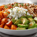 Hero shot of Cottage Cheese Turkey Bowl with ground turkey and spinach
