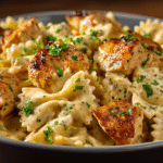 Creamy Cajun Chicken Bowtie Alfredo hero shot