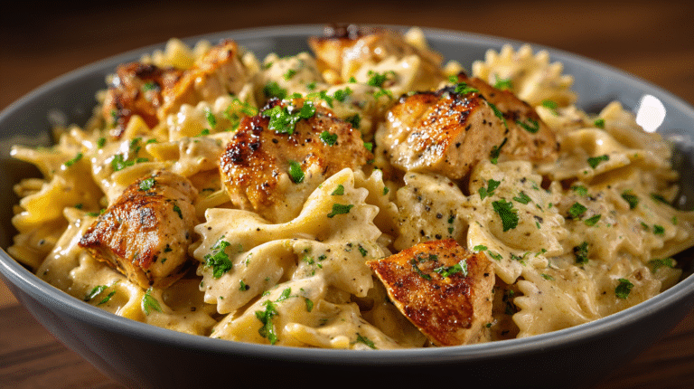 Creamy Cajun Chicken Bowtie Alfredo hero shot