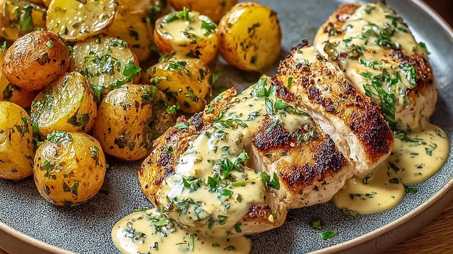 Creamy Garlic Herb Chicken and Potatoes hero shot