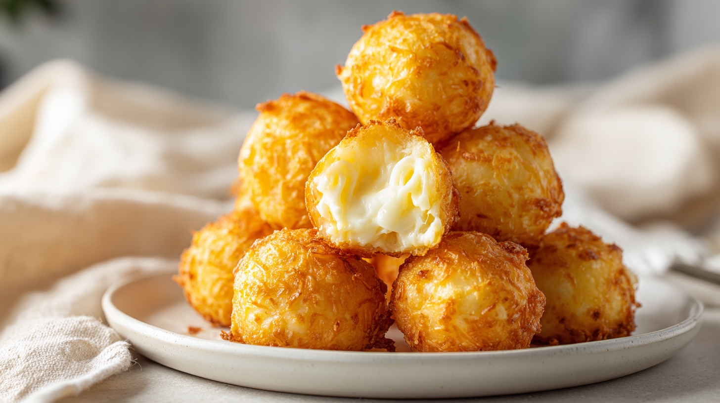Crispy Cheese Balls hero shot with golden brown exterior