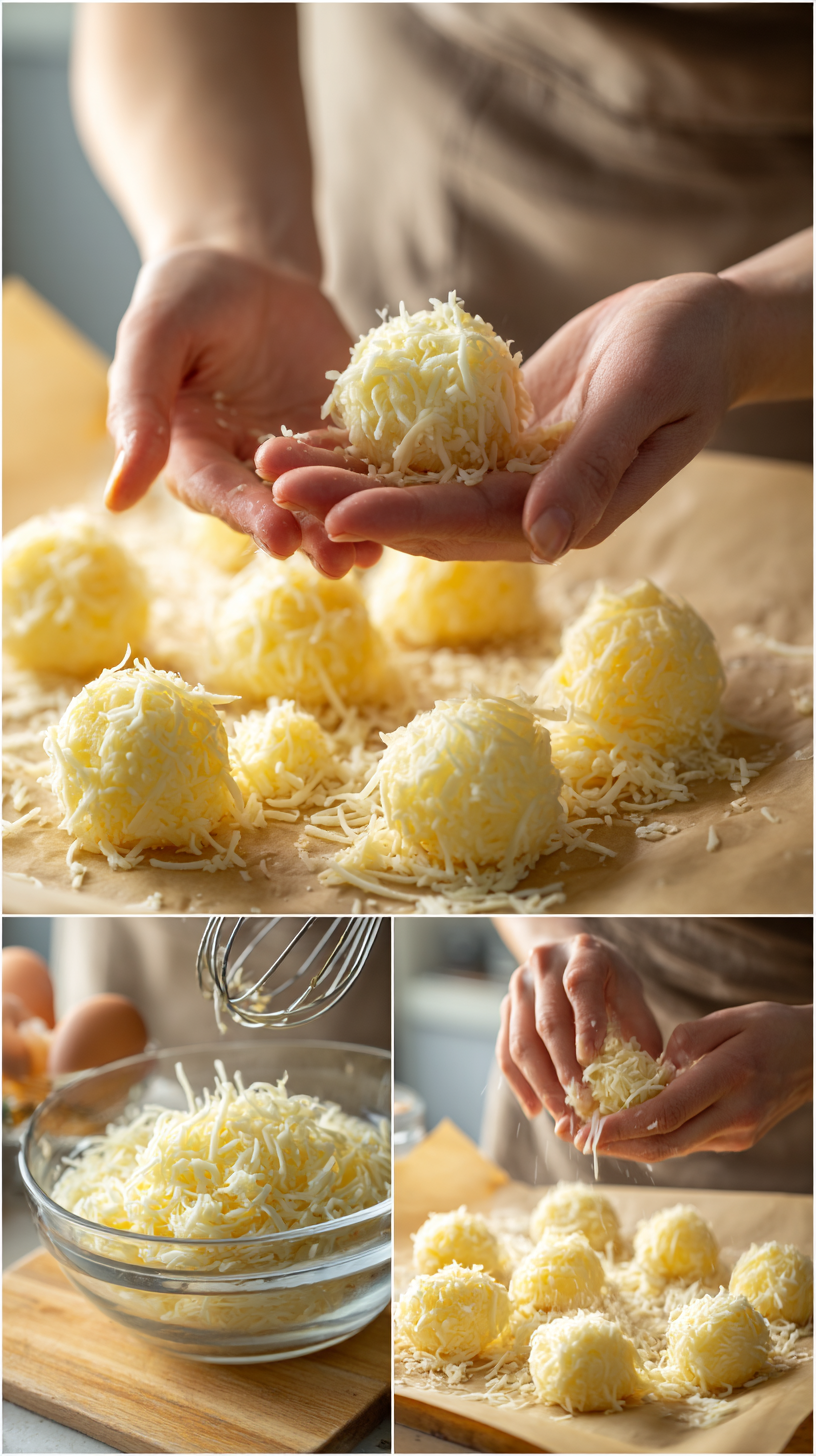 Preparing Crispy Cheese Balls step by step cooking process