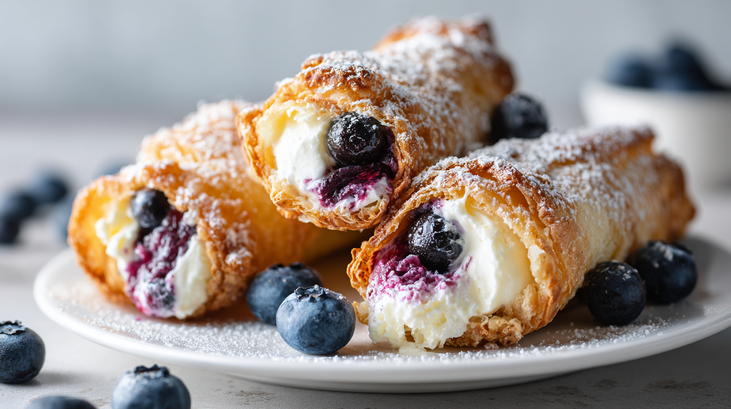 Crispy Keto Blueberry Cream Cheese Roll Ups hero shot