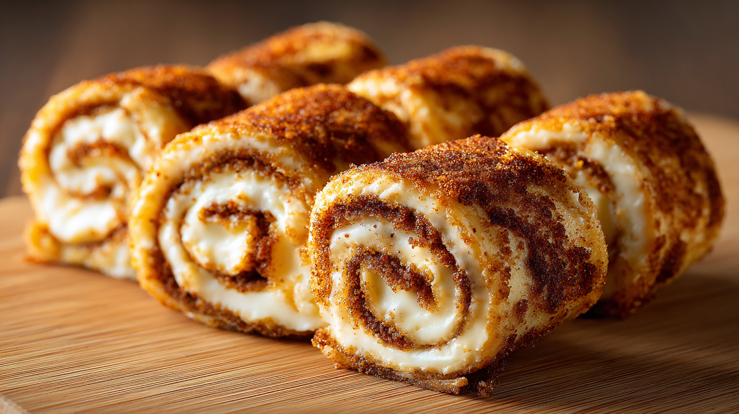 Crispy Keto Cinnamon Cream Cheese Roll Ups hero shot