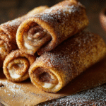 Crispy Keto Cinnamon Cream Cheese Roll Ups hero shot