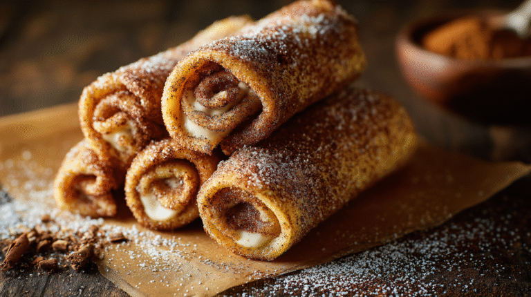 Crispy Keto Cinnamon Cream Cheese Roll Ups hero shot