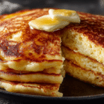Flourless Cottage Cheese Pancakes hero shot with golden brown pancakes and crispy edges