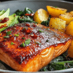 Glazed Salmon Bliss Bowl hero shot with vibrant colors and textures