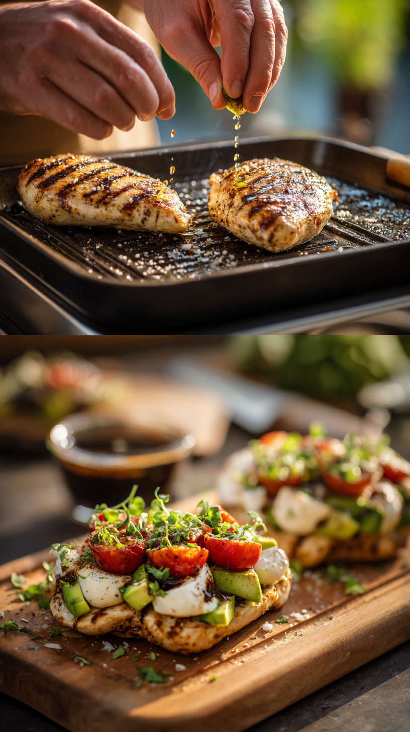 Preparing Grilled California Avocado Chicken step by step cooking process