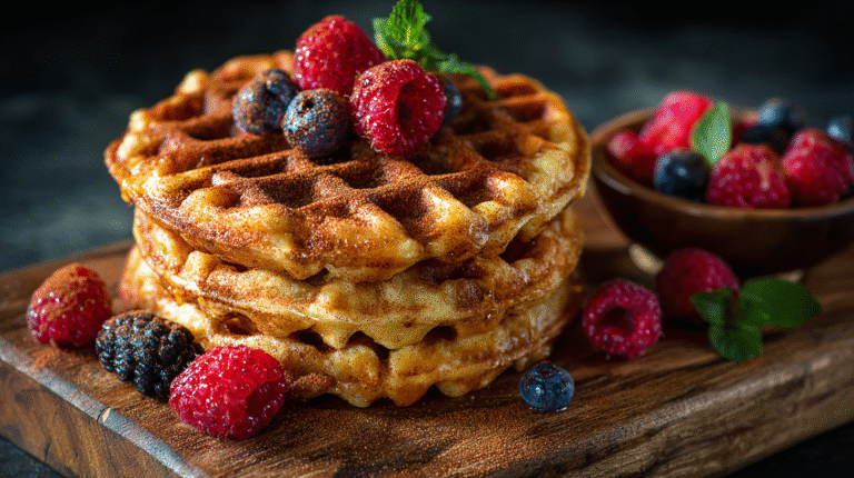 Hero shot of Healthy Donut Chaffle, showcasing its golden, crispy texture.