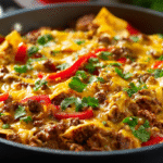 Keto Beef Burrito Skillet hero shot of the finished dish