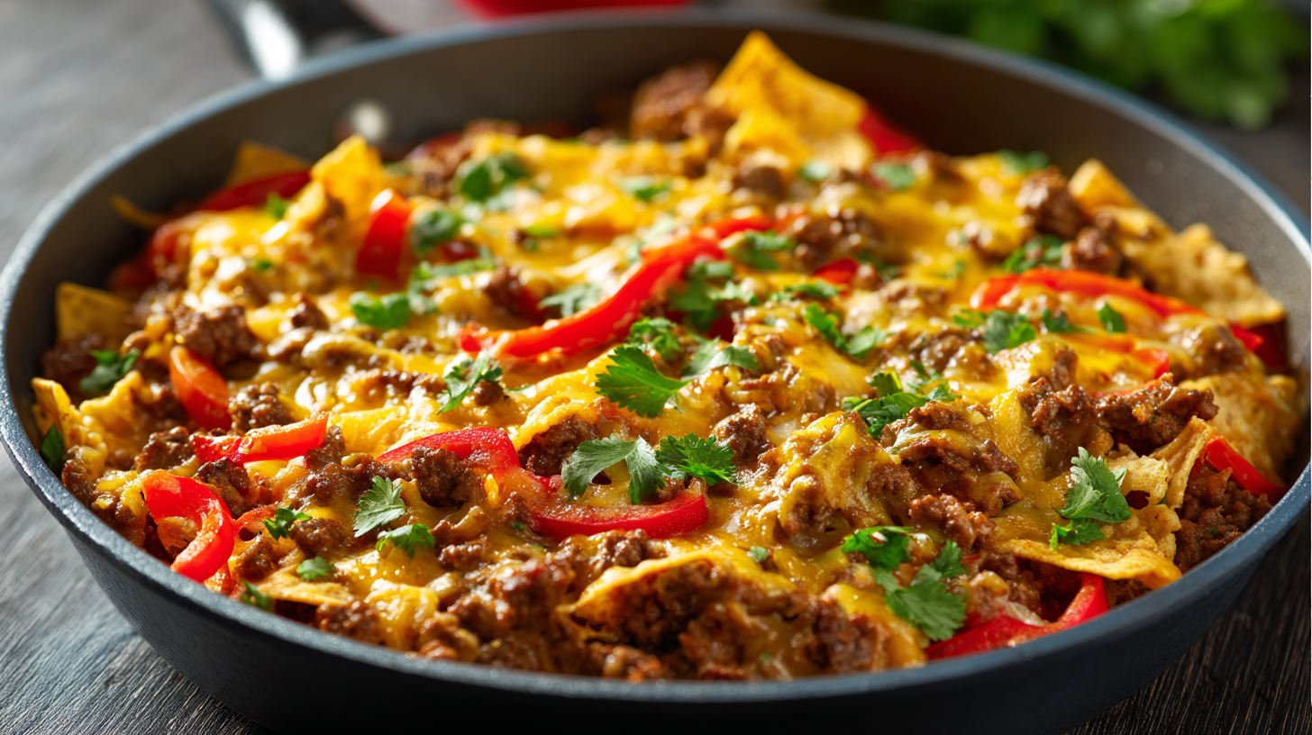 Keto Beef Burrito Skillet hero shot of the finished dish