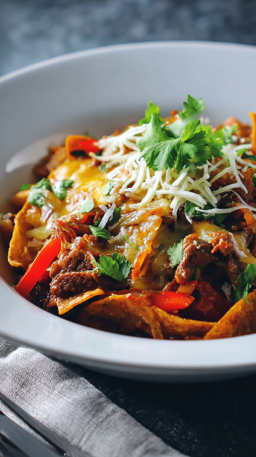 Keto Beef Burrito Skillet being served on beautiful dinnerware