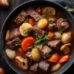 Keto Beef Stew hero shot with tender beef and vegetables