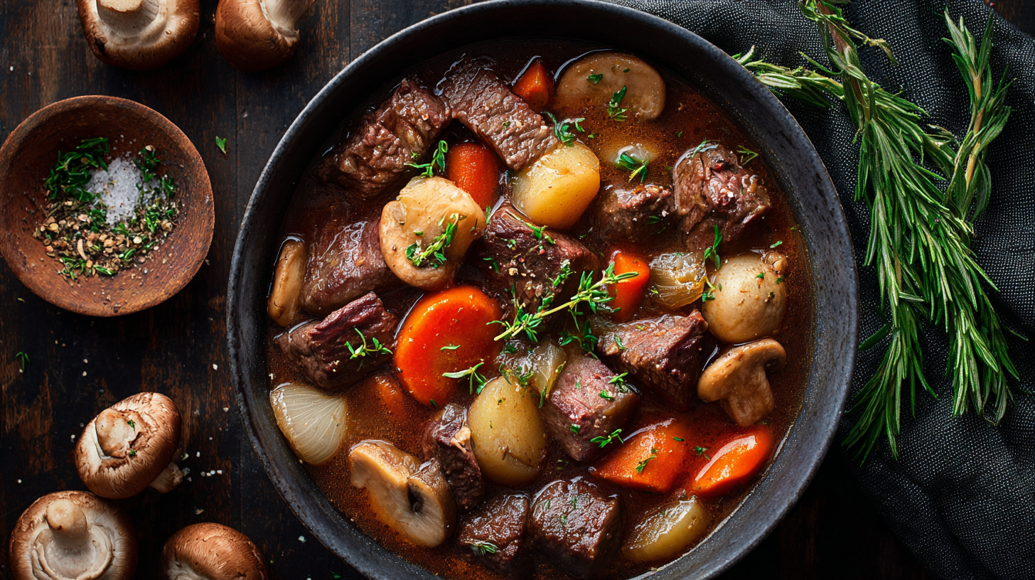 Keto Beef Stew hero shot with tender beef and vegetables
