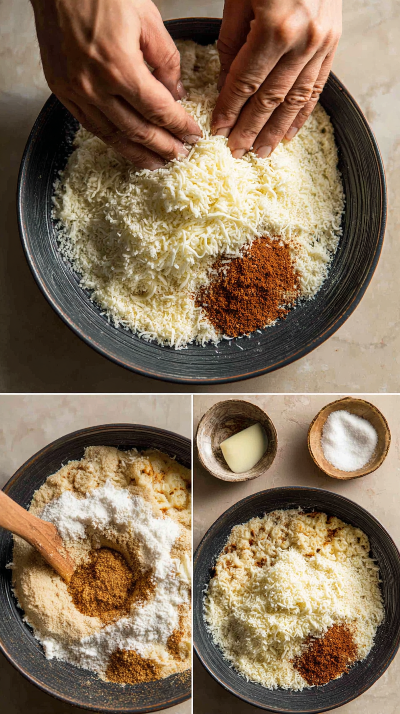 Preparing Keto Chaffle Cinnamon Roll step by step cooking process