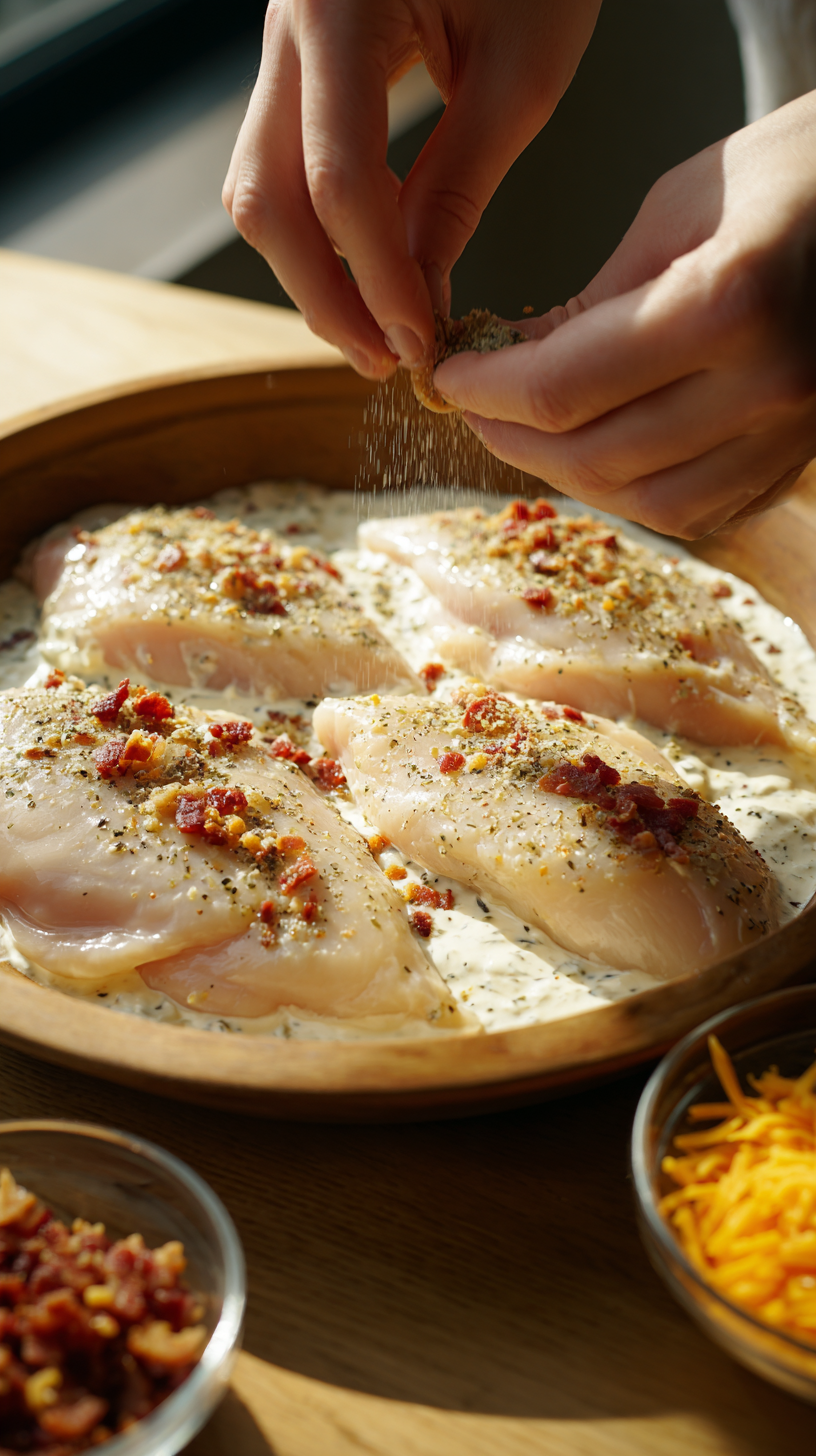 Preparing Keto Crack Chicken step by step cooking process