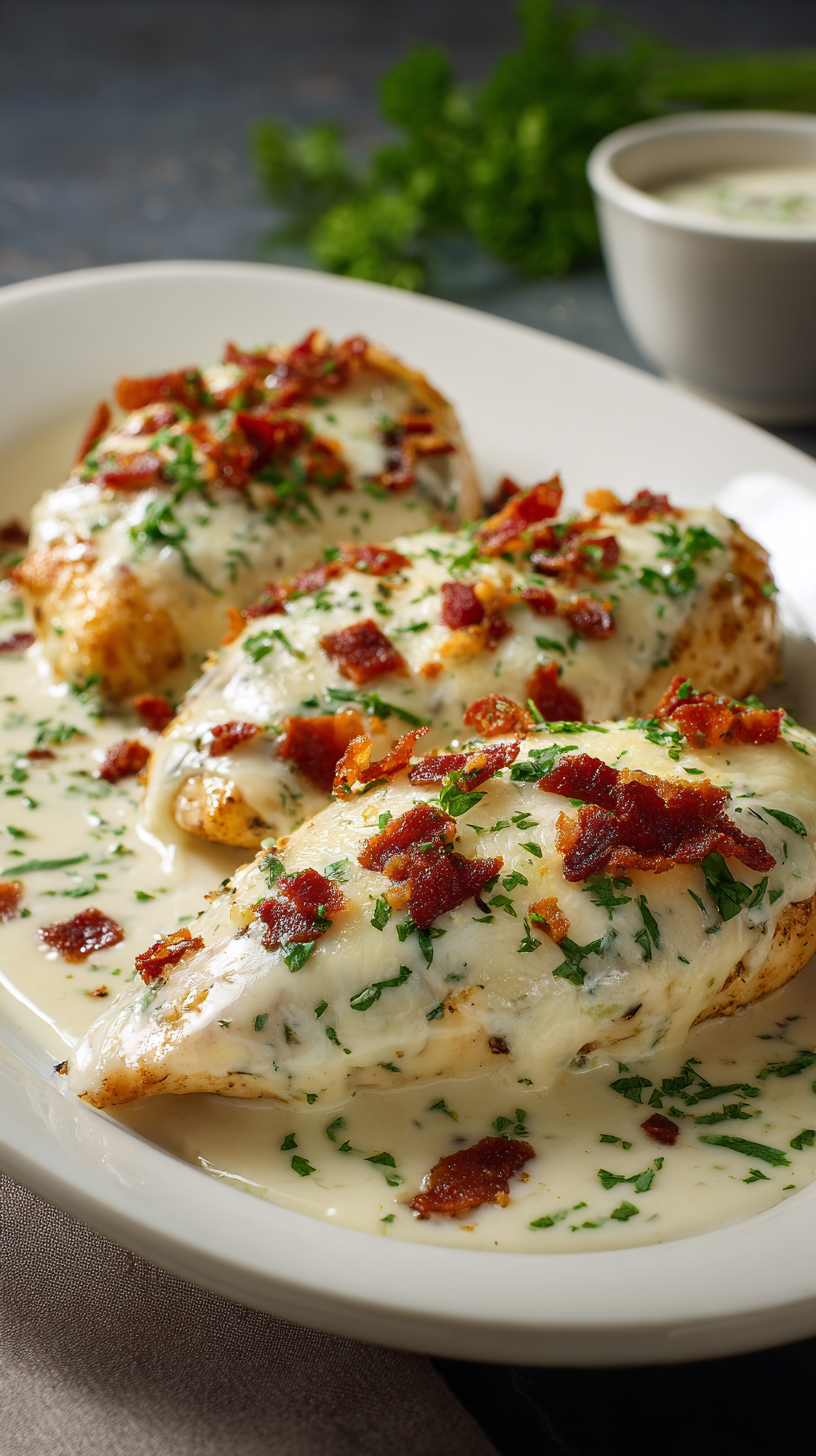 Keto Crack Chicken being served on beautiful dinnerware