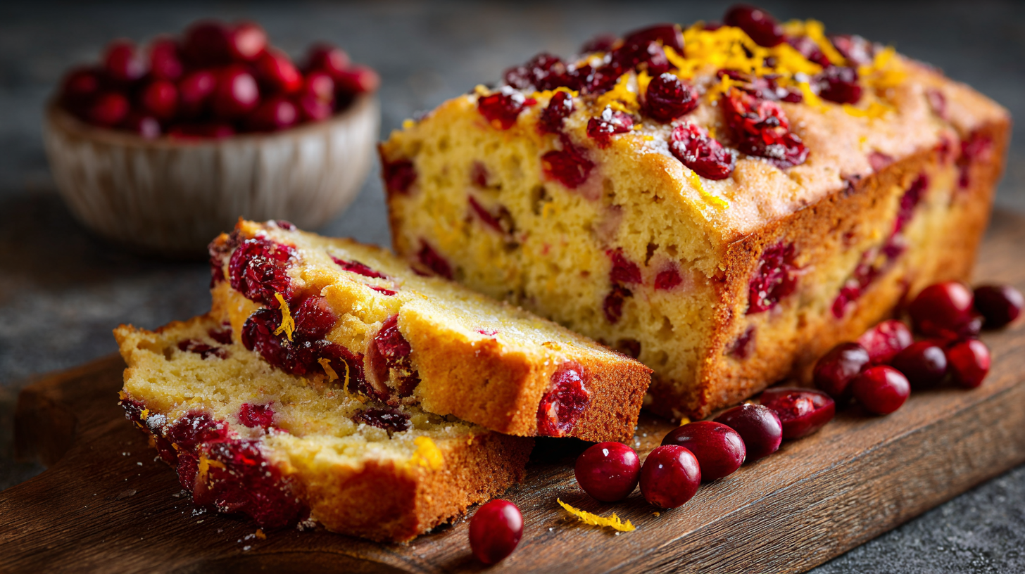 Hero shot of Keto Cranberry Orange Bread