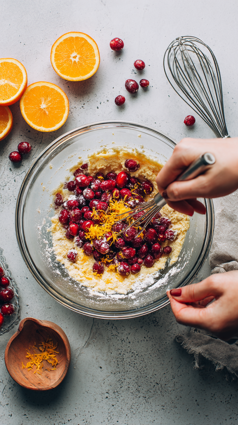 Preparing Keto Cranberry Orange Bread step by step cooking process