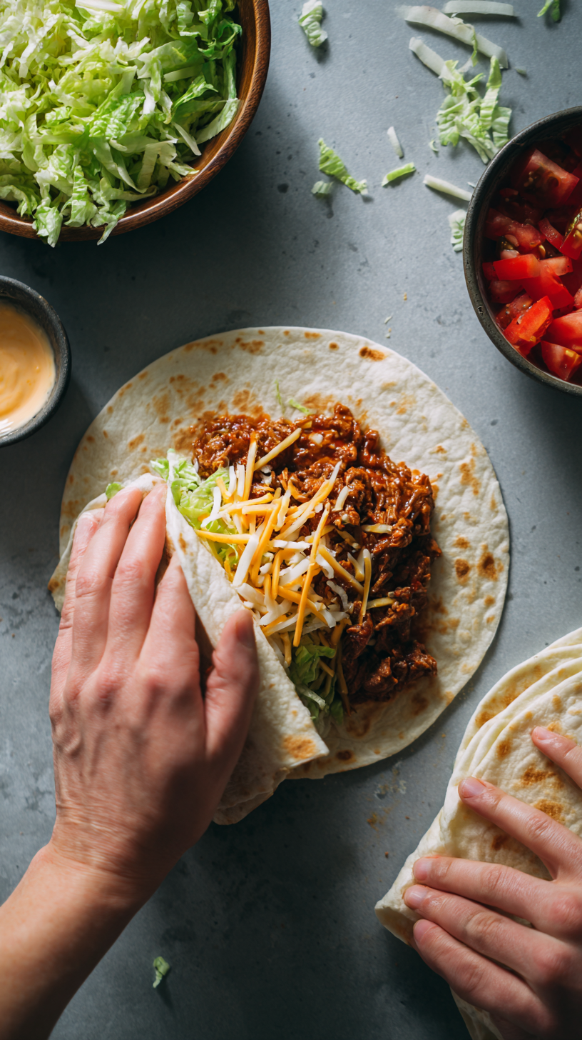 Preparing Keto Crunchwraps step by step cooking process