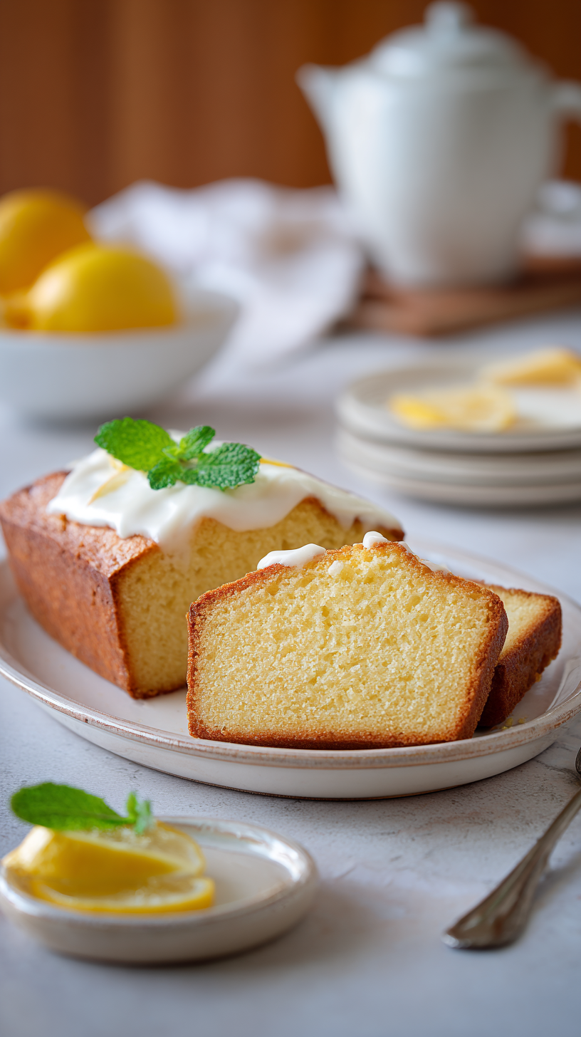 Keto Dessert Lemon Bread being served on beautiful dinnerware