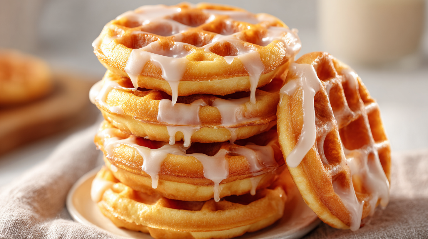 Hero shot of Keto Donut Chaffles, showcasing their crispy edges and soft centers