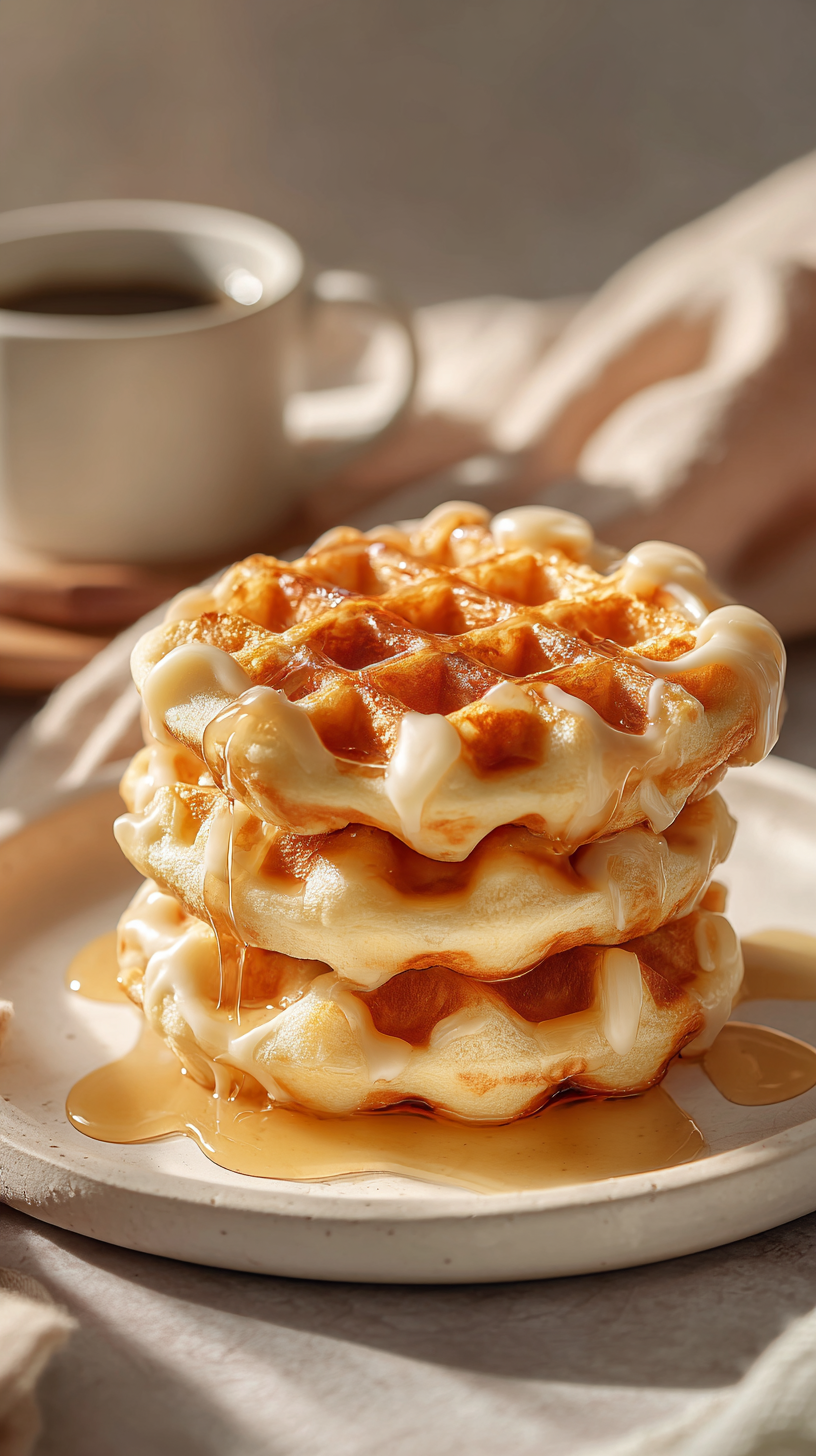 Keto Donut Chaffles being served on beautiful dinnerware