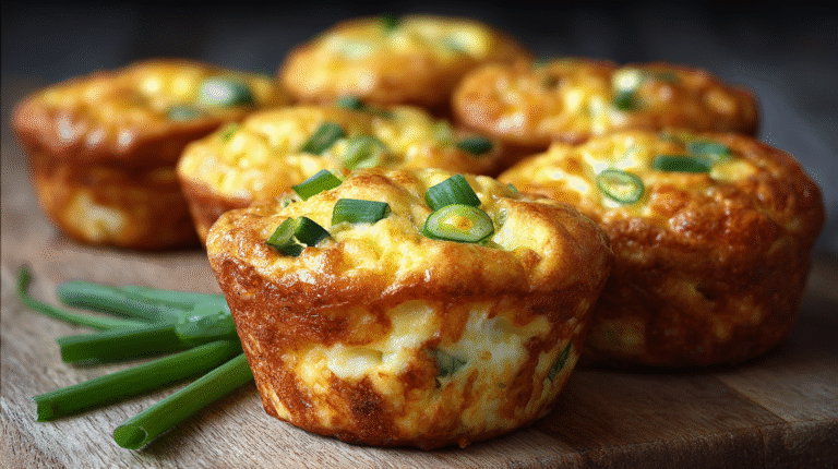 Hero shot of Keto Egg Muffins with golden tops and green onions