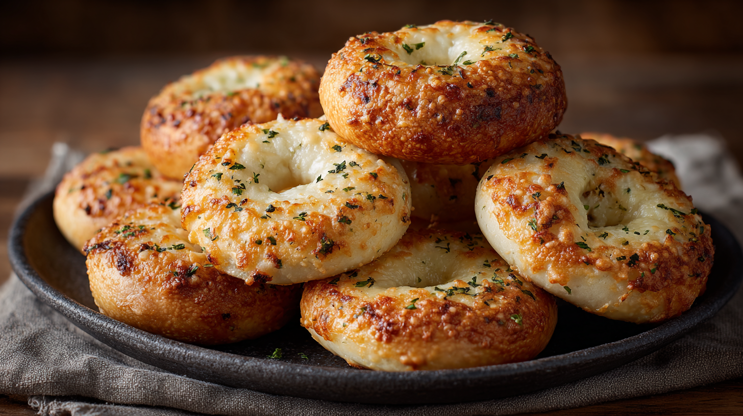 Keto Garlic Parmesan Bagels hero shot